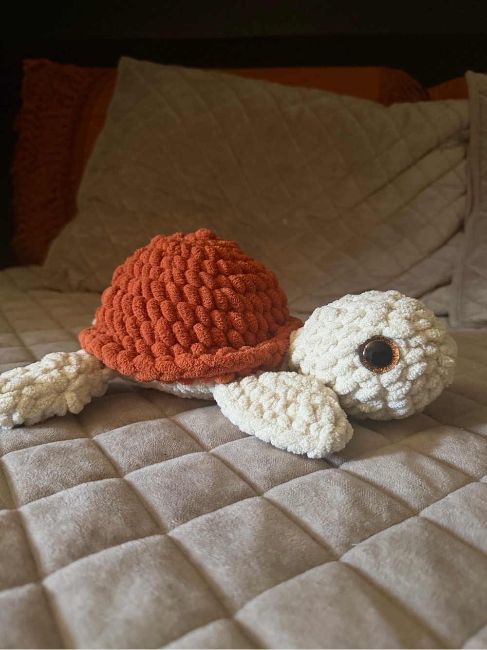 Plush Turtle Stuffed Animal - Cream & Rust